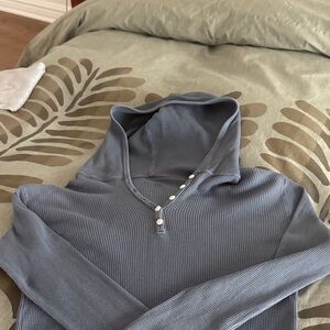 Brandy Melville Blue Hooded Sweater
